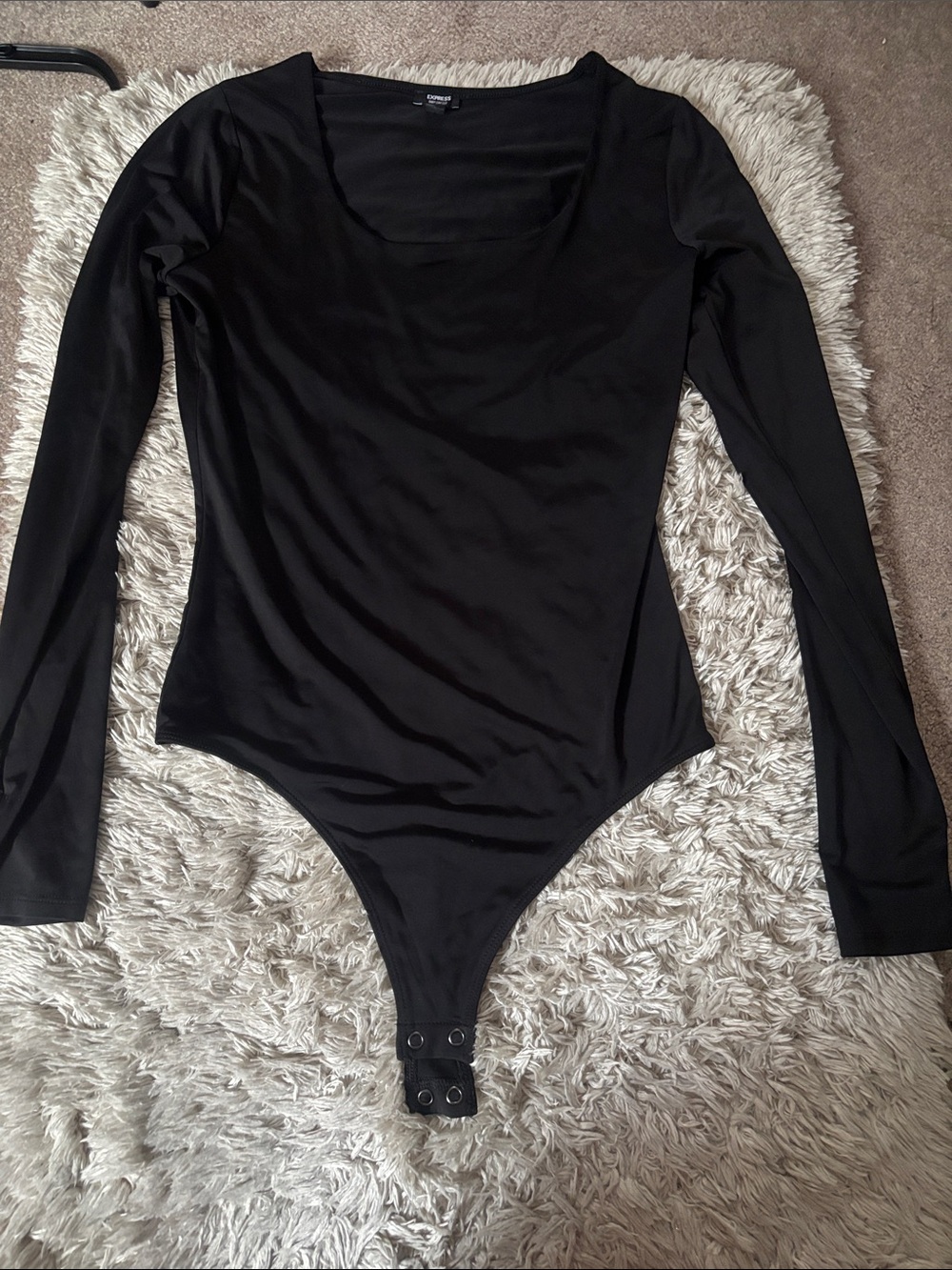 Express Black Long-Sleeve Scoop Neck Bodysuit size small